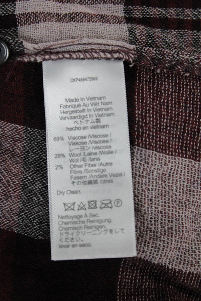 Madewell Womens Multicolor Plaid V-Neck Long Sleeve Basic Blouse Size XS