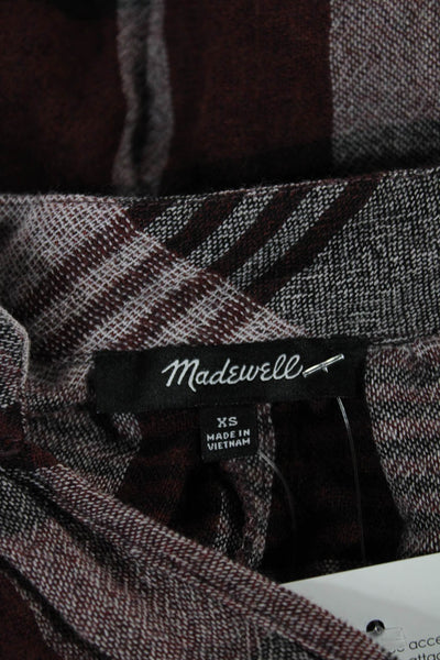 Madewell Womens Multicolor Plaid V-Neck Long Sleeve Basic Blouse Size XS