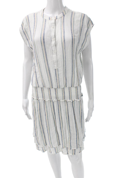Rails Womens Blouson Striped Henley Button Mini Dress Multicolor Linen Size S