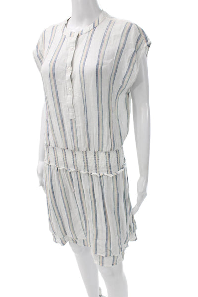 Rails Womens Blouson Striped Henley Button Mini Dress Multicolor Linen Size S