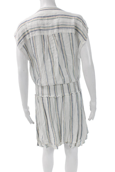 Rails Womens Blouson Striped Henley Button Mini Dress Multicolor Linen Size S