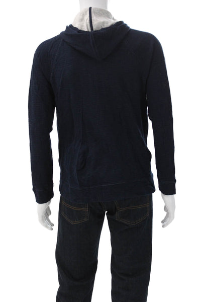 John Varvatos Mens Full Zip Hoodie Blue Long Sleeve Crew Neck Size M