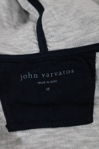 John Varvatos Mens Full Zip Hoodie Blue Long Sleeve Crew Neck Size M
