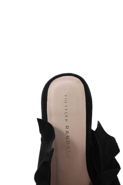 Loeffler Randall Womens Suede Ruffle Detail Heels Mules Shoes Black Size 9B