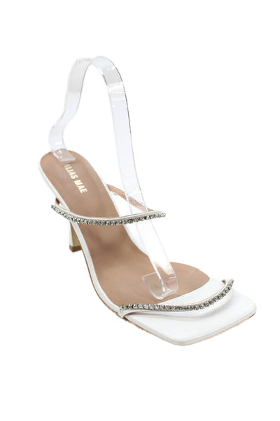 Alias Mae Womens Leather Embellished Square Toe Heels Shoes White Size 9