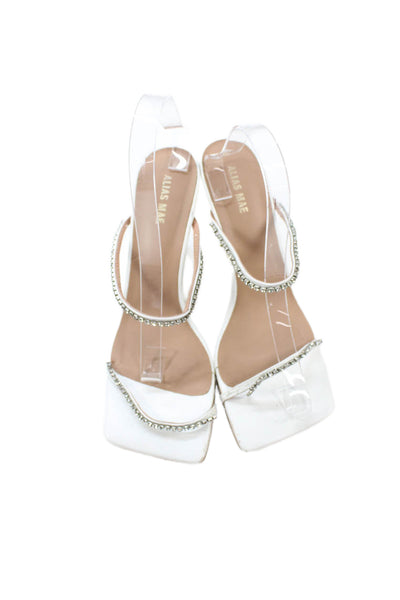 Alias Mae Womens Leather Embellished Square Toe Heels Shoes White Size 9