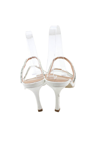 Alias Mae Womens Leather Embellished Square Toe Heels Shoes White Size 9
