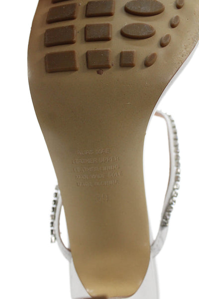 Alias Mae Womens Leather Embellished Square Toe Heels Shoes White Size 9