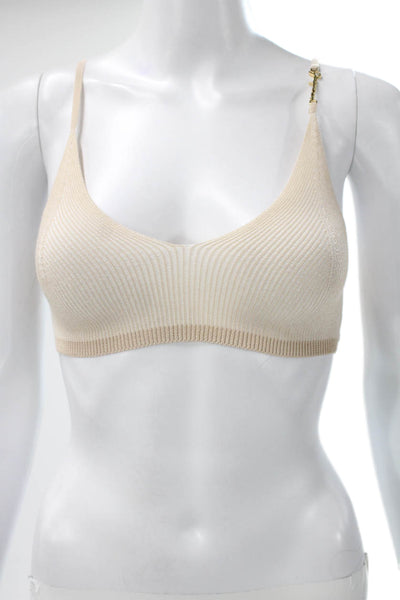Jacquemus Womens Embellished V-neck Sleeveless Bralette  Beige Size S