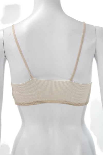 Jacquemus Womens Embellished V-neck Sleeveless Bralette  Beige Size S