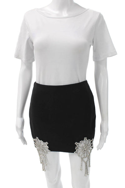 Area Womens Mini Skirt Black Zip Polyester Size 0