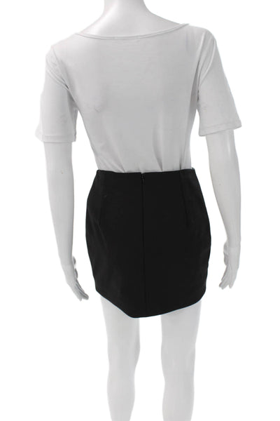 Area Womens Mini Skirt Black Zip Polyester Size 0