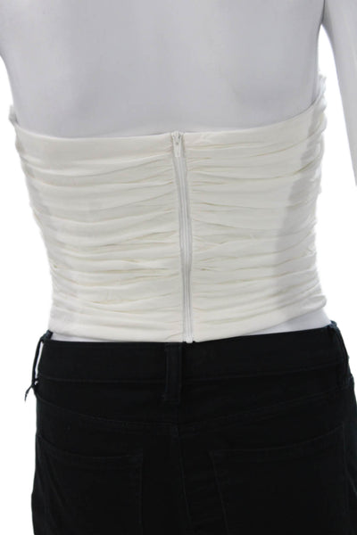 Ronny Kobo Womens Cropped Sleeveless Tank White Viscose Sweetheart Size M
