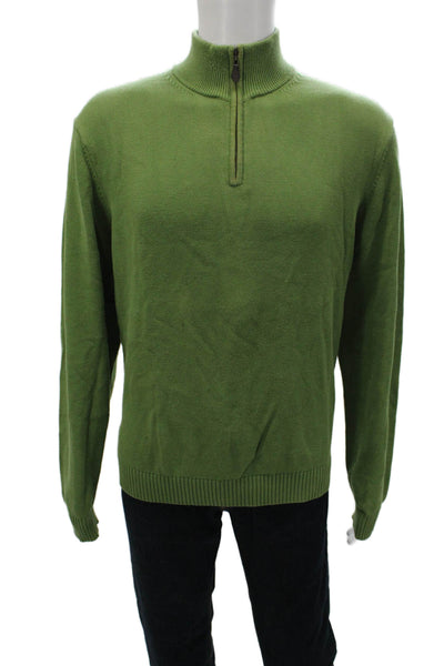 Brooks Brothers Mens Pullover Sweater Mock Neck Pima Cotton Green Size L