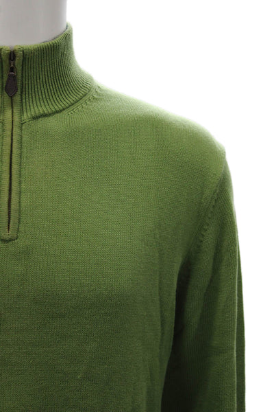 Brooks Brothers Mens Pullover Sweater Mock Neck Pima Cotton Green Size L