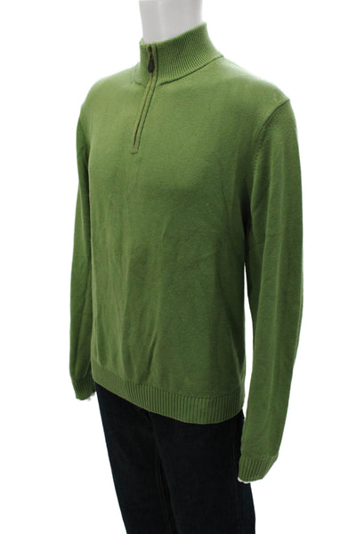 Brooks Brothers Mens Pullover Sweater Mock Neck Pima Cotton Green Size L