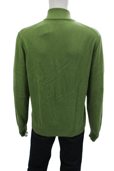 Brooks Brothers Mens Pullover Sweater Mock Neck Pima Cotton Green Size L