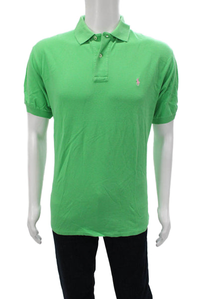 Polo Ralph Lauren Mens Polo Shirt Green Collared Short Sleeve Cotton Size L