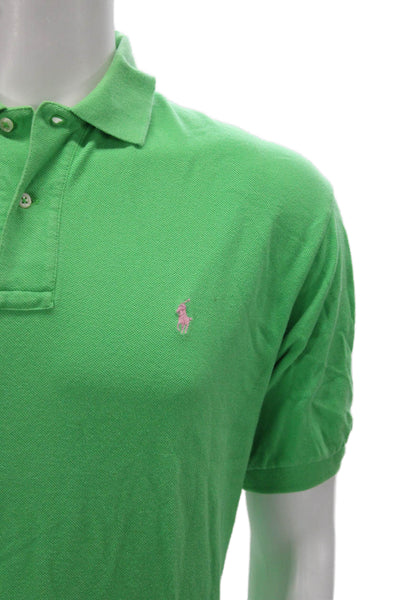 Polo Ralph Lauren Mens Polo Shirt Green Collared Short Sleeve Cotton Size L