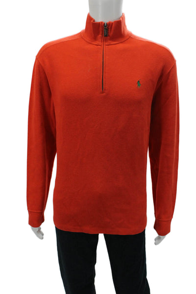 Polo Ralph Lauren Mens Pullover Sweater Orange 100% Cotton Size L