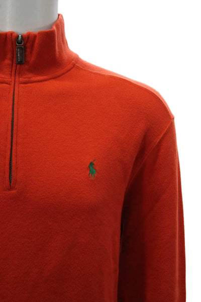 Polo Ralph Lauren Mens Pullover Sweater Orange 100% Cotton Size L
