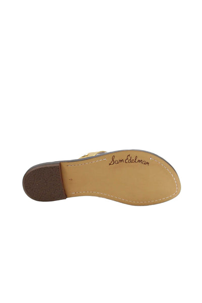 Sam Edelman Womens Embossed Slip On Flats Sandals Shoes Gold Brown Size 7