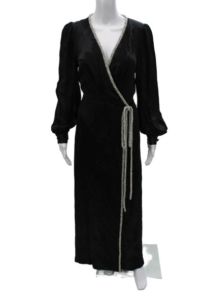 Sachin & Babi Womens Wrap Dress Black V-Neck Long Sleeve Size 10 Petite