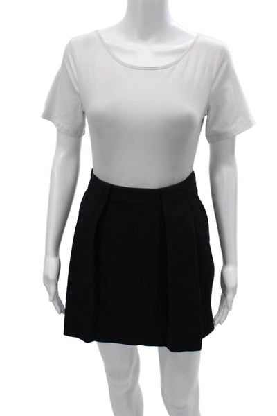 3.1 Phillip Lim Womens Black Wool Mini Skirt Zip Closure Size 4