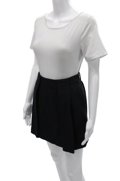 3.1 Phillip Lim Womens Black Wool Mini Skirt Zip Closure Size 4