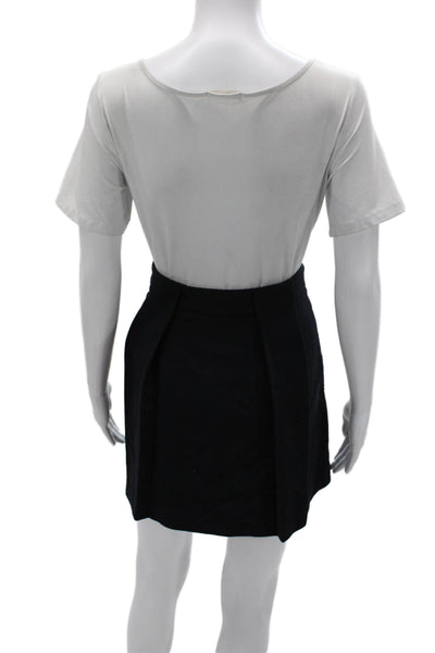 3.1 Phillip Lim Womens Black Wool Mini Skirt Zip Closure Size 4