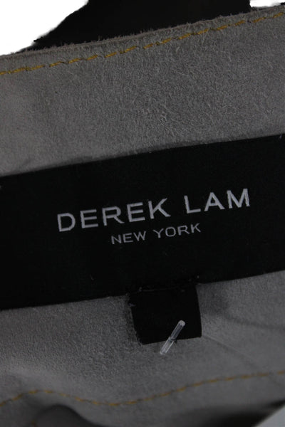 Derek Lam Womens A-Line Skirt Multicolor Striped Calfskin Suede Zip Size 0