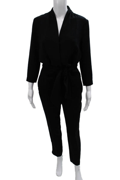 Ba&Sh Women Jumpsuit Black V-Neck 3/4 Sleeve Zip Solid Size XS