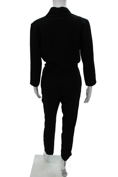 Ba&Sh Women Jumpsuit Black V-Neck 3/4 Sleeve Zip Solid Size XS