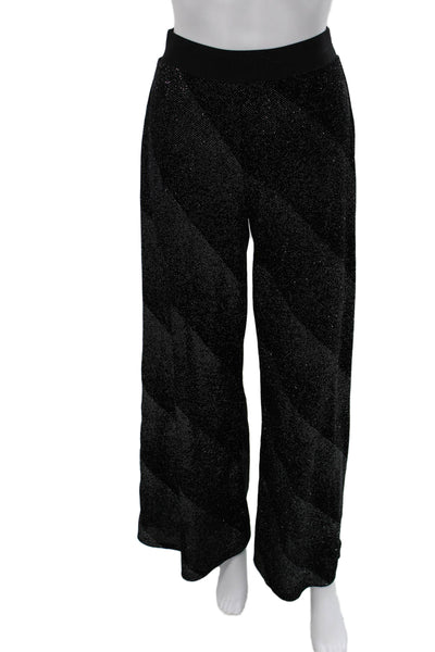 Me & Thee Womens Dress Pants Black Striped Pull On Polyester Size S