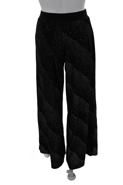 Me & Thee Womens Dress Pants Black Striped Pull On Polyester Size S