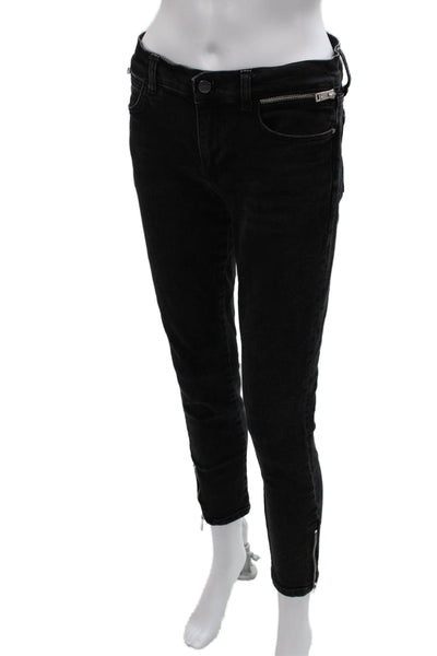 Anine Bing Women Skinny Jeans Black Zip Cotton Size 27