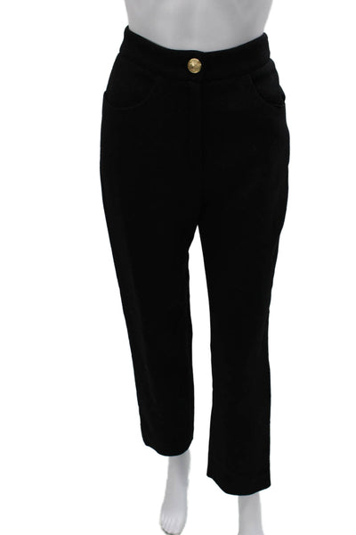 Balmain Womens Dress Pants Black Virgin Wool Button Size 36