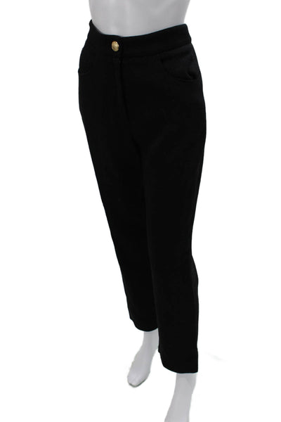 Balmain Womens Dress Pants Black Virgin Wool Button Size 36