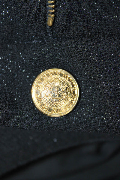 Balmain Womens Dress Pants Black Virgin Wool Button Size 36