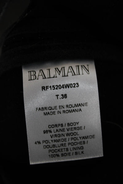 Balmain Womens Dress Pants Black Virgin Wool Button Size 36