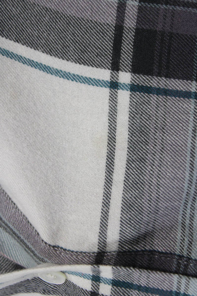 Paige Black Label Women Collared Plaid Button Up Short Sleeve Multicolor Size S