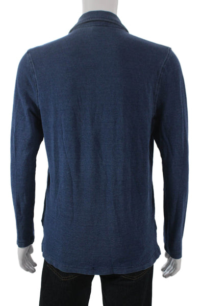 Brooks Brothers Mens Long Sleeves Polo Shirt Blue Cotton Size Medium