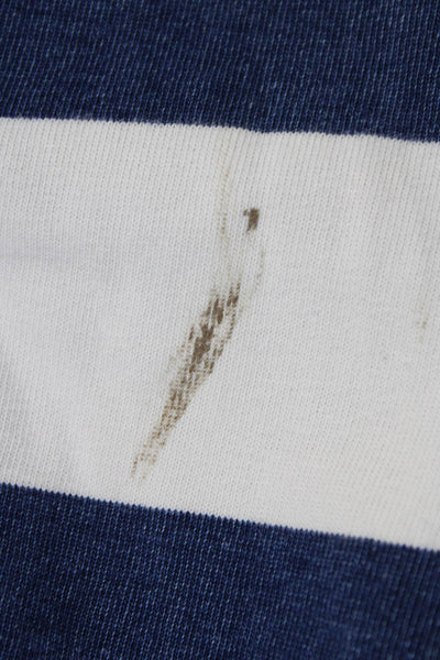 J Crew Mens Striped Long Sleeves Polo Shirt White Blue Size Medium