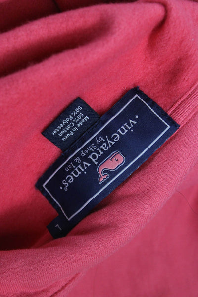 Vineyard Vines Men Pink Collared Zip Pullover Sweater Whale 50% Cotton Size L