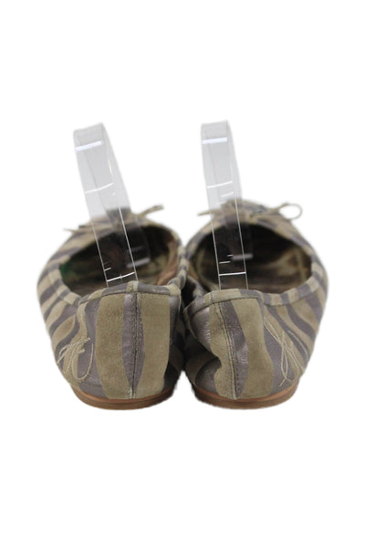 Sam Edelman Womens Slip On Metallic Striped Ballet Flats Brown Gray Size 10