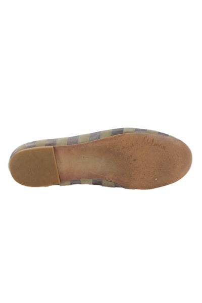 Sam Edelman Womens Slip On Metallic Striped Ballet Flats Brown Gray Size 10