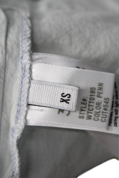3x1 NYC Women Cropped Sleeveless Tank Blue Cotton Round Neck Size XS