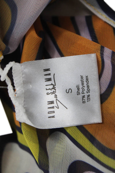 Adam Selman Women Cropped Pants Multicolor Geometric Tie Waist Polyester Size S