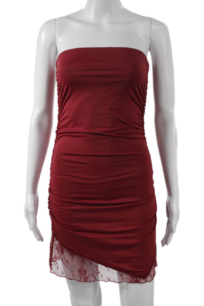 Motel Womens Red Off Shoulder Sleeveless Bodycon Dress Size S