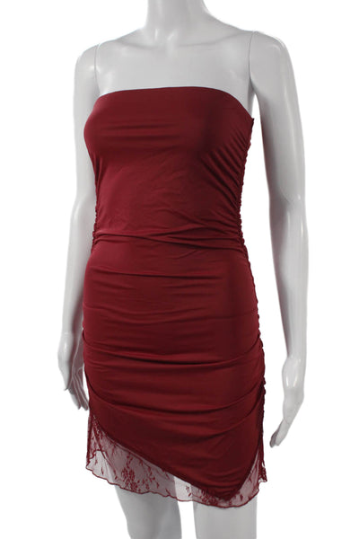 Motel Womens Red Off Shoulder Sleeveless Bodycon Dress Size S